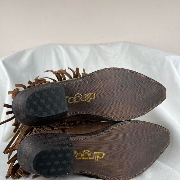 Dingo Women's Brown Leather Fringe Western Cowboy Boots Size 7 M - Picture 7 of 8